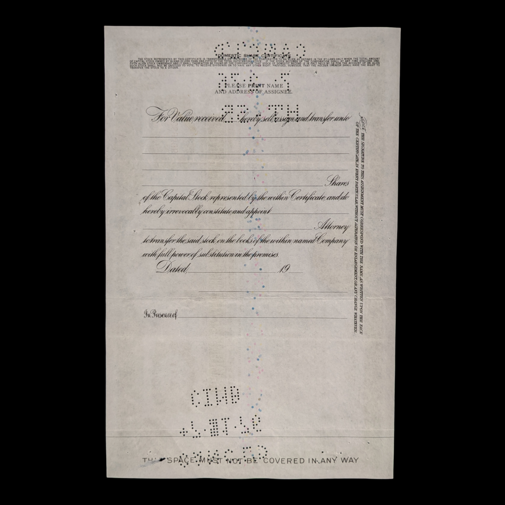 International Telephone & Telegraph (ITT) Stock Certificate - 1940's - New York, NY