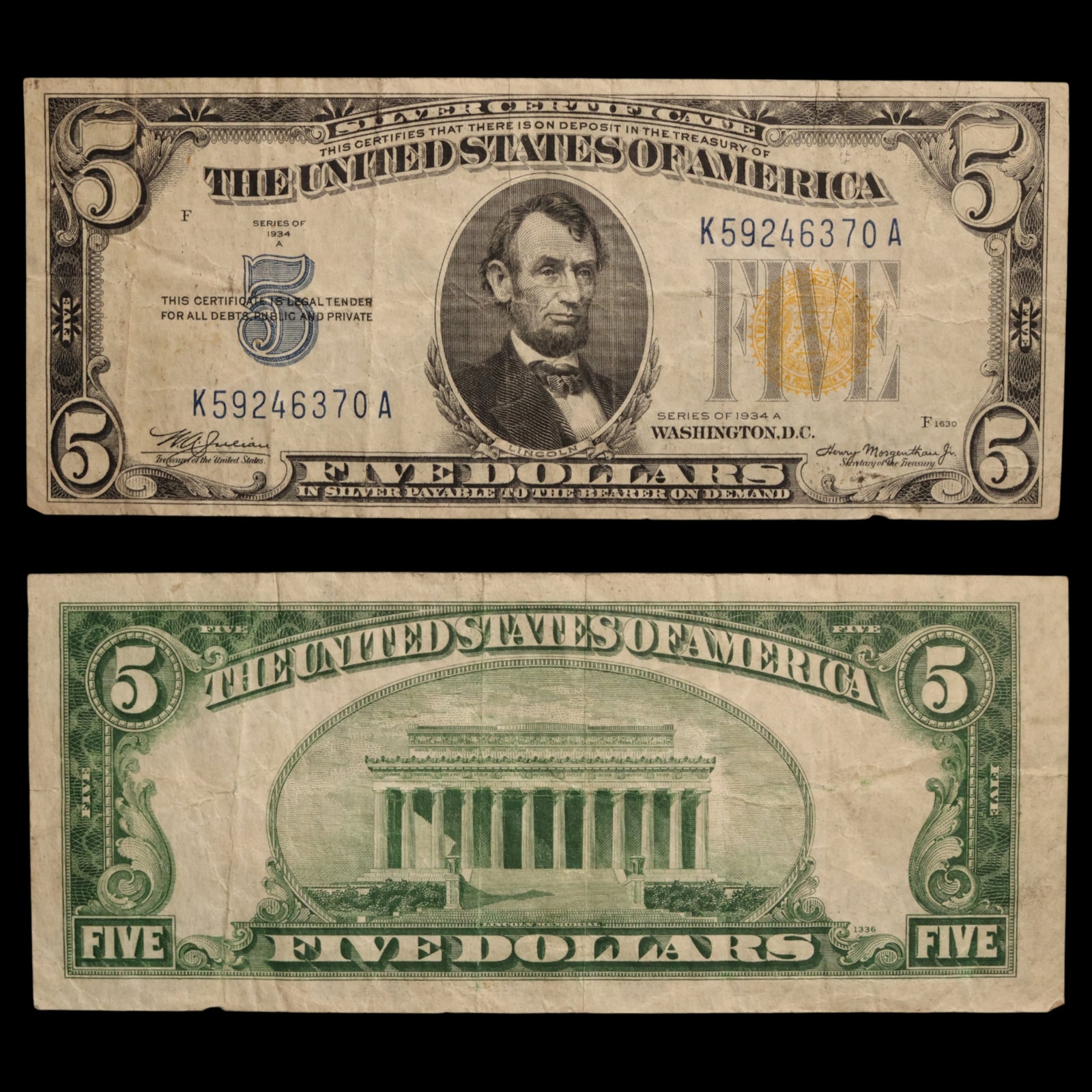 United States, North Africa Note (WWII) Series 1934A, $5 Silver Certificate - 1942 to 1944 - United States of America
