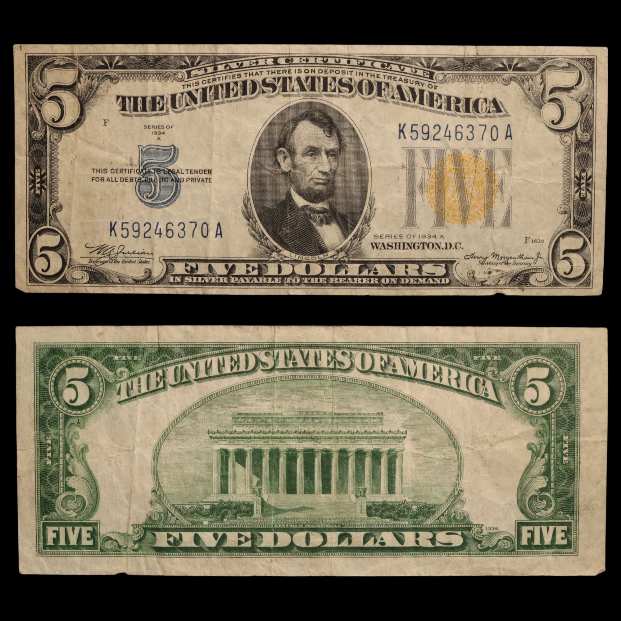 United States, North Africa Note (WWII) Series 1934A, $5 Silver Certificate - 1942 to 1944 - United States of America