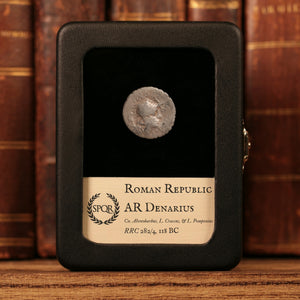 Roman Republic, Cn. Domitius Ahenobarbus, AR Denarius Serratus, Roma (Goddess of Rome) - 118 BCE - Roman Republic