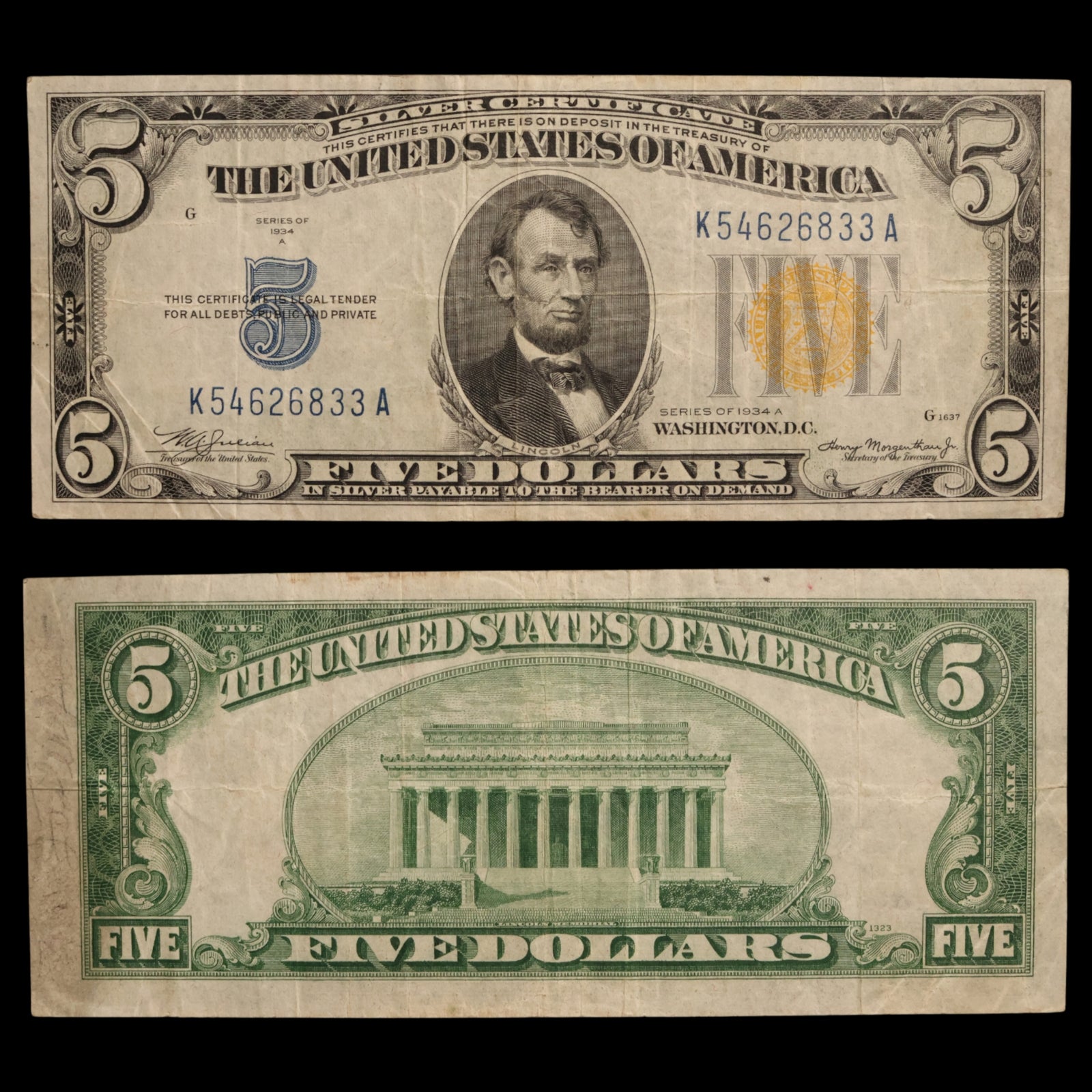 United States, North Africa Note (WWII) Series 1934A, $5 Silver Certificate - 1942 to 1944 - United States of America