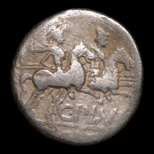 Roman Republic, C. Plautius, AR Denarius, Roma & Dioscuri - 121 BCE - Roman Republic