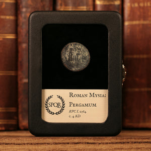 Rome, Mysia, Pergamum, AE Unit, Roman Senator & Statue of Augustus - c. 4 CE - Roman Provinces