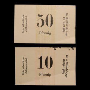 German Empire, Stuttgart Officer POW Camp, 10 and 50 Pfennig (2 Notes)