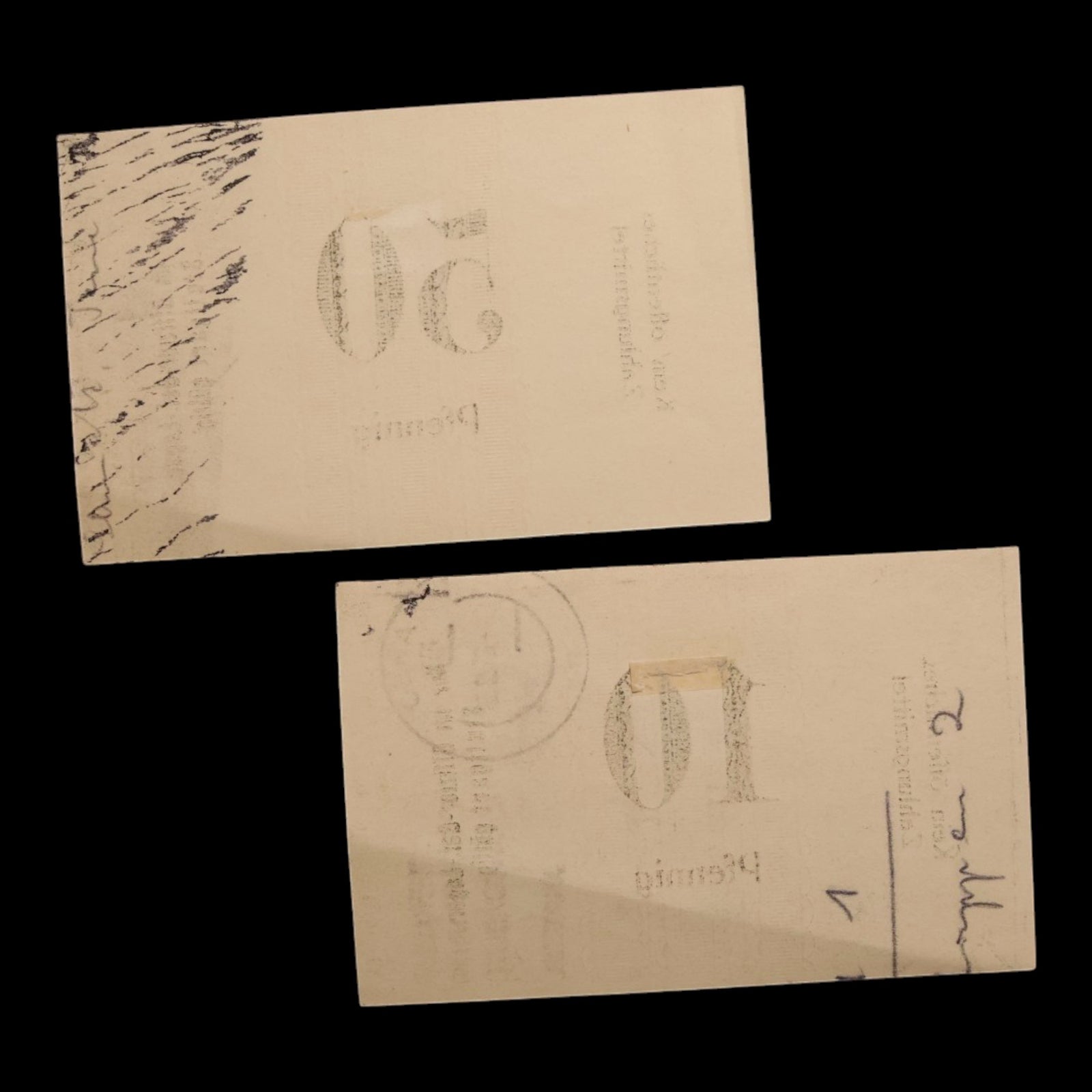German Empire, Stuttgart Officer POW Camp, 10 and 50 Pfennig (2 Notes)