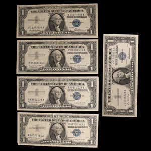 United States, Lot of 5 $1 Dollar Silver Certificate (Blue Seal) - 1957 CE - United States of America