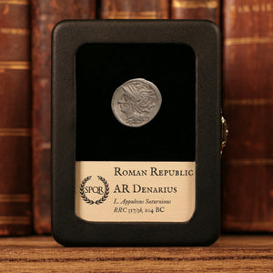 Roman Republic, L. Appuleius Saturninus, AR Denarius, Saturn (God of Time) - 104 BCE - Roman Republic