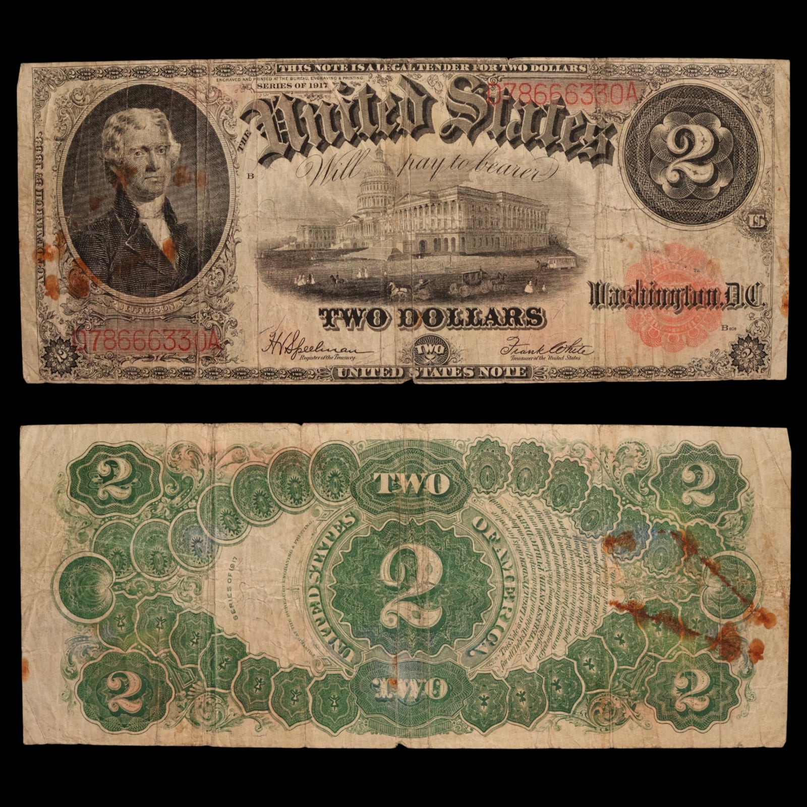 United States, Two Dollar "Bracelet Back" Banknote, Thomas Jefferson - 1917 - United States of America