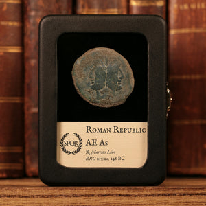 Roman Republic, Q. Marcius Libo, AE As, Janus (Two Faced God) - 148 BCE - Roman Republic