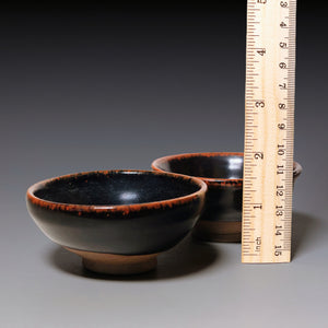 Yuan Dynasty, Set of Two Brown Glazed Ceramic Tea Cups
