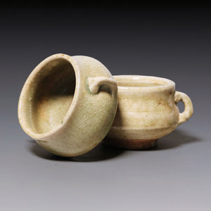 Qing Dynasty, Set of Two Celadon Glazed Miniature Incense Burners