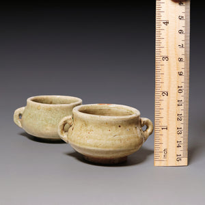 Qing Dynasty, Set of Two Celadon Glazed Miniature Incense Burners