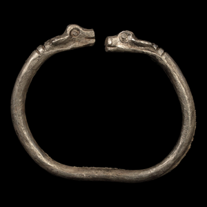 Achaemenid Empire, Goat Headed Silver Bracelet (70mm) - c. 530 to 350 BCE - Ancient Persia