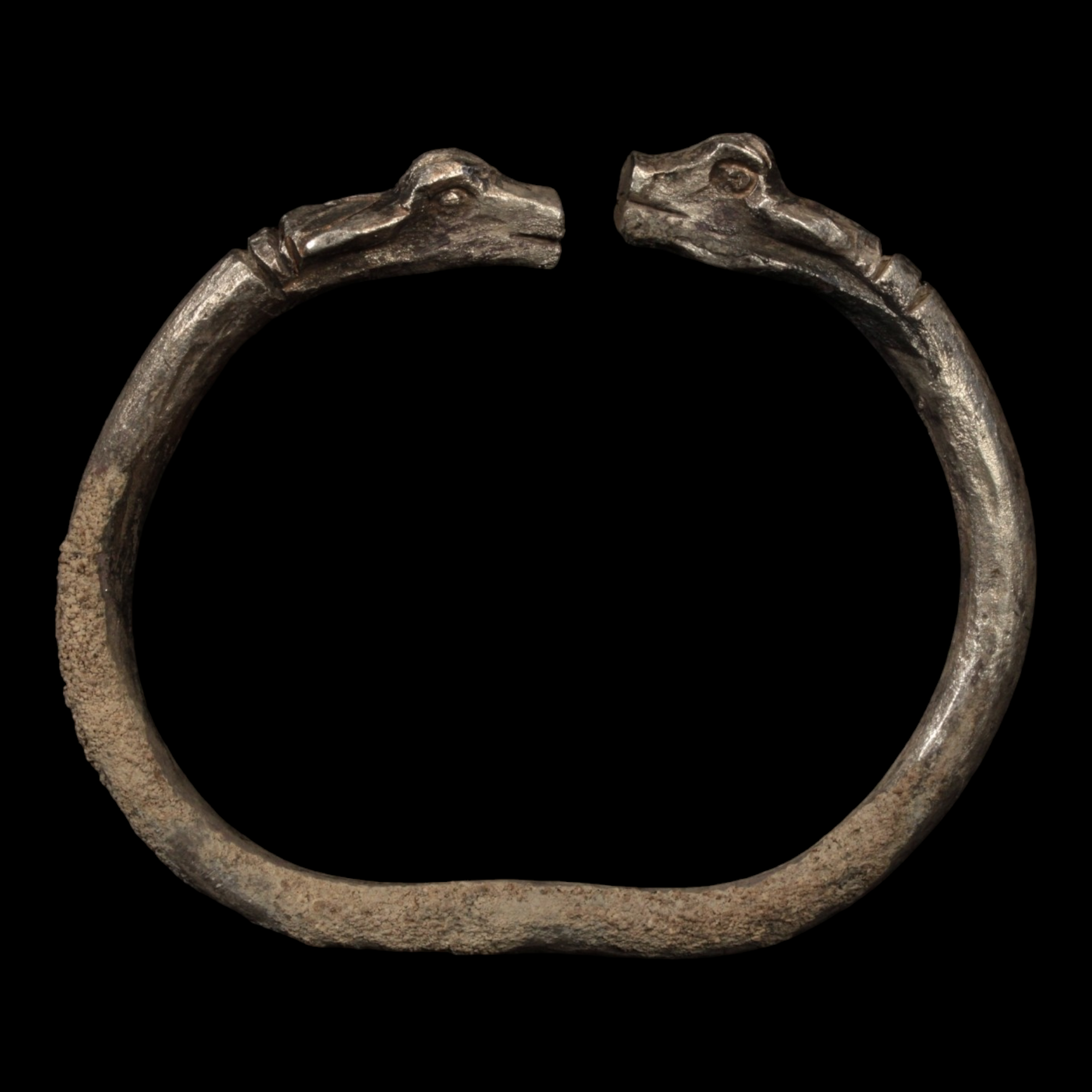Achaemenid Empire, Goat Headed Silver Bracelet (70mm) - c. 530 to 350 BCE - Ancient Persia