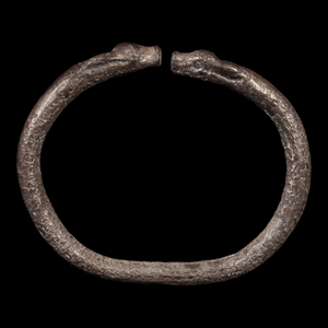 Achaemenid Empire, Goat Headed Silver Bracelet (60mm) - c. 530 to 350 BCE - Ancient Persia