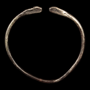 Achaemenid Empire, Snake Headed Silver Bracelet (59mm) - c. 530 to 350 BCE - Ancient Persia