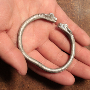 Achaemenid Empire, Goat Headed Silver Bracelet (70mm) - c. 530 to 350 BCE - Ancient Persia