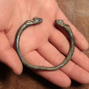 Achaemenid Empire, Goat Headed Silver Bracelet (71mm) - c. 530 to 350 BCE - Ancient Persia