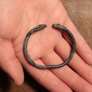 Achaemenid Empire, Snake Headed Silver Bracelet (60mm) - c. 530 to 350 BCE - Ancient Persia