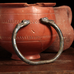 Achaemenid Empire, Goat Headed Silver Bracelet (71mm) - c. 530 to 350 BCE - Ancient Persia