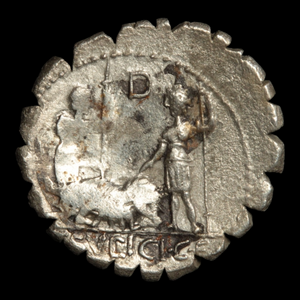 Rome, Republican Denarius, Dei Penates (Household Dieties) // Two Male Figures & Pig - 106 BCE - Roman Republic