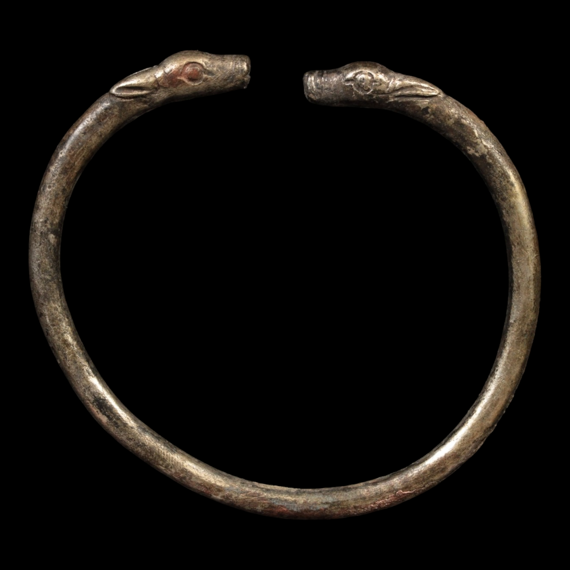 Achaemenid Empire, Goat Headed Silver Bracelet (66mm, 27.19g) - c. 530 to 350 BCE - Ancient Persia