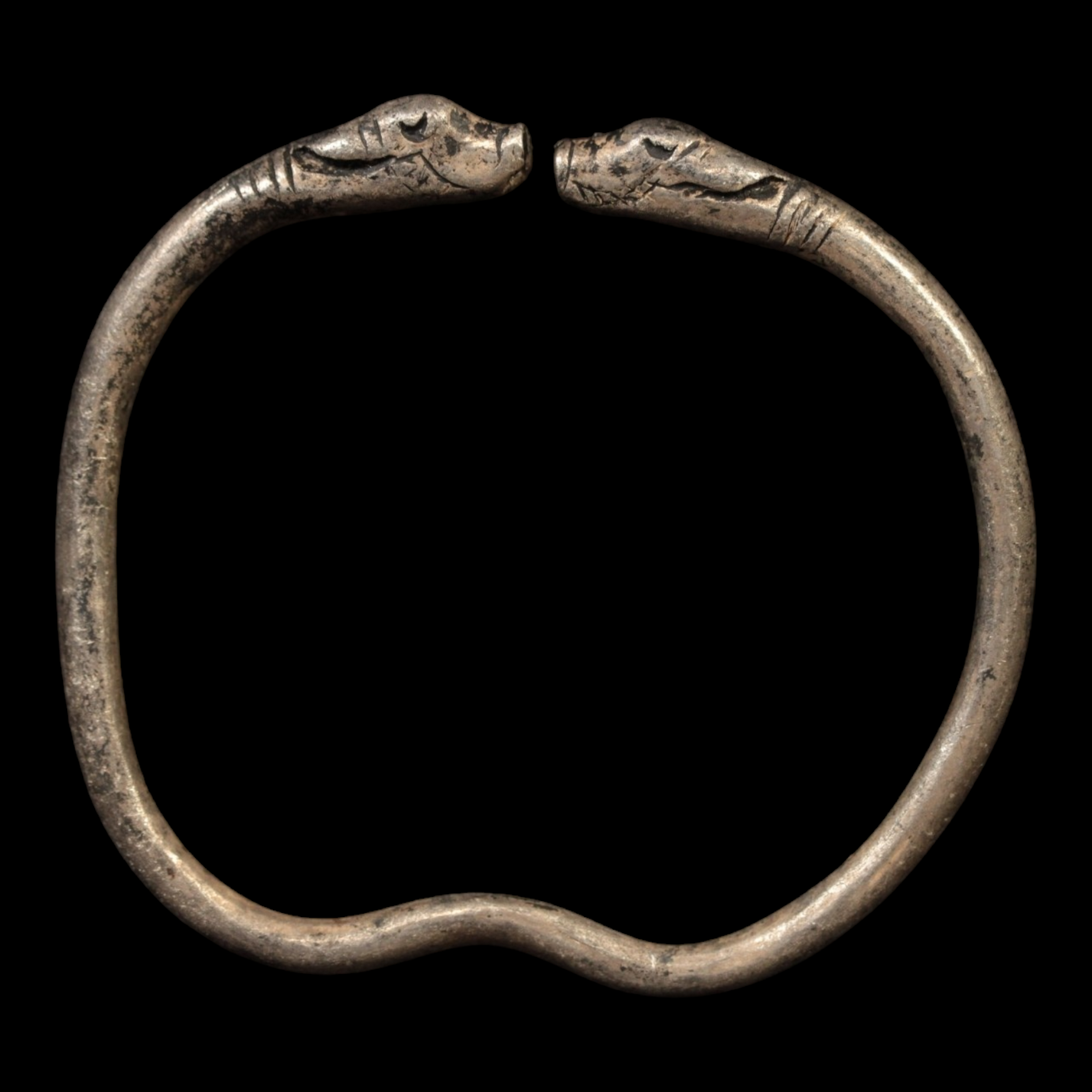 Achaemenid Empire, Goat Headed Silver Bracelet (64mm, 28.36g) - c. 530 to 350 BCE - Ancient Persia