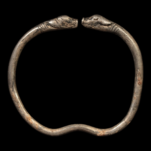 Achaemenid Empire, Goat Headed Silver Bracelet (64mm, 28.36g) - c. 530 to 350 BCE - Ancient Persia