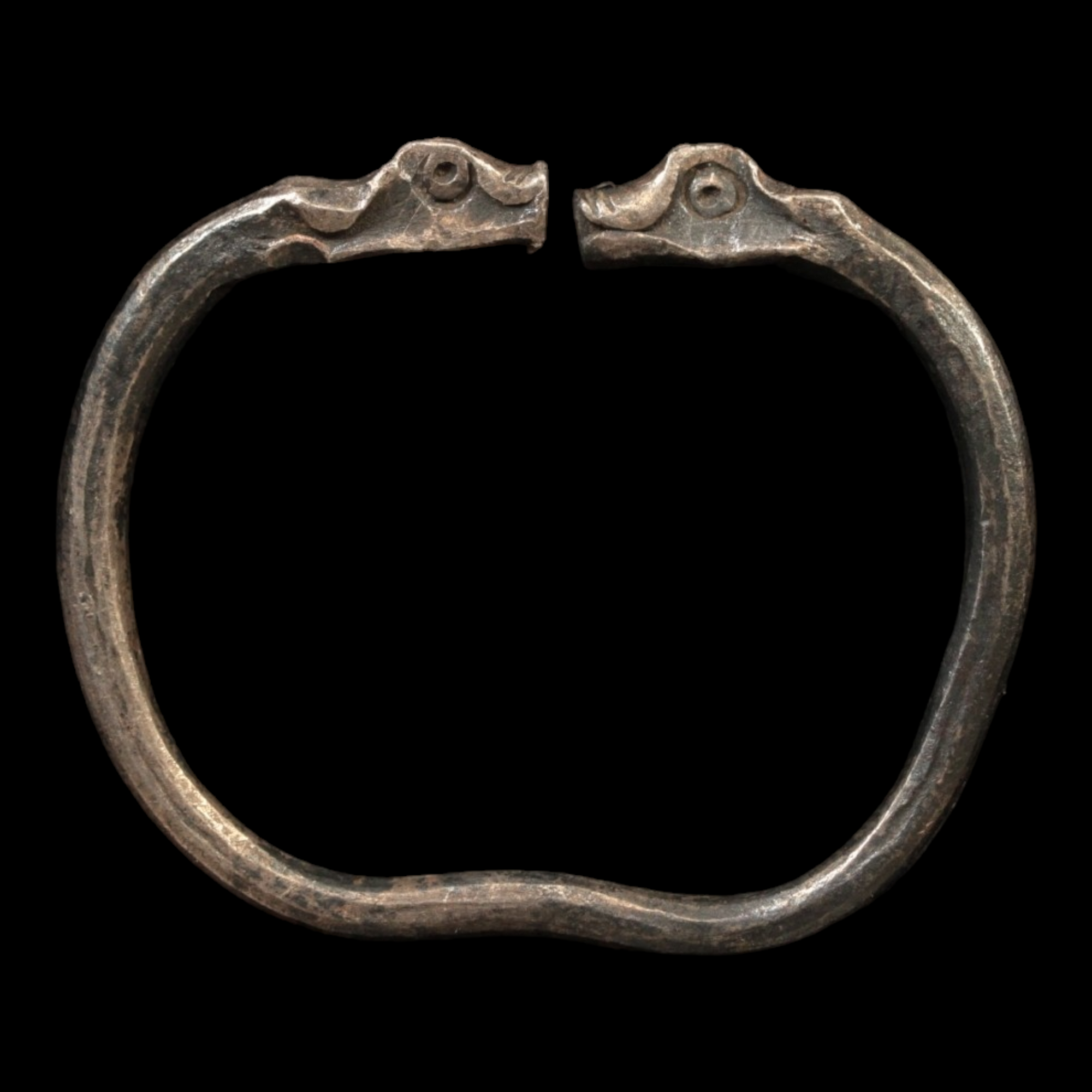 Achaemenid Empire, Goat Headed Silver Bracelet, Child Sized (49mm, 15.51g) - c. 530 to 350 BCE - Ancient Persia