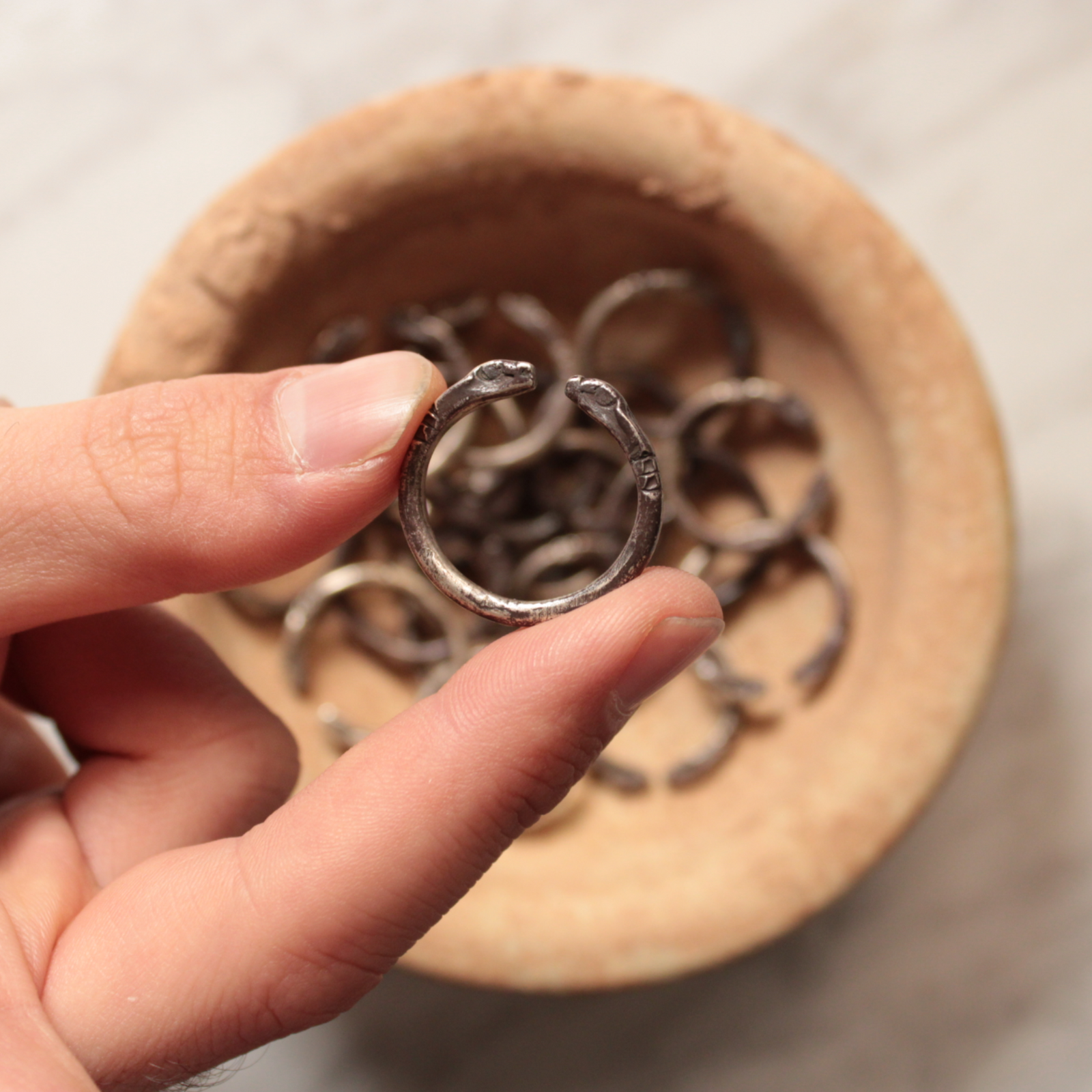 Achaemenid Empire, Serpent Headed Silver Ring - c. 530 to 350 BCE - Ancient Middle East