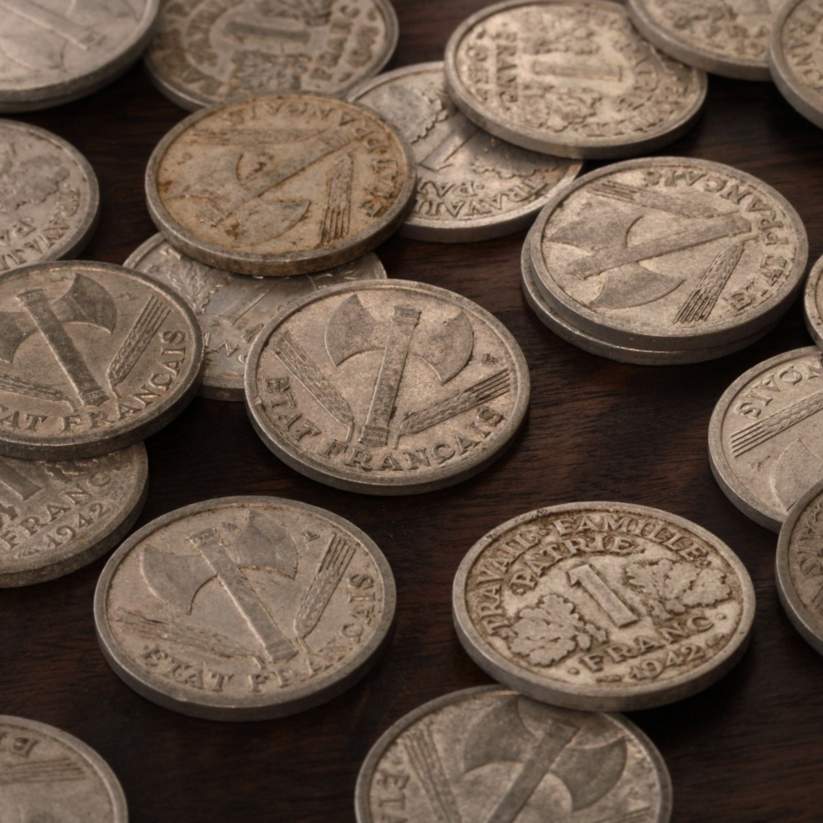 Vichy France, 1 Franc, WWII German Occupation - 1940 to 1944 - World War II