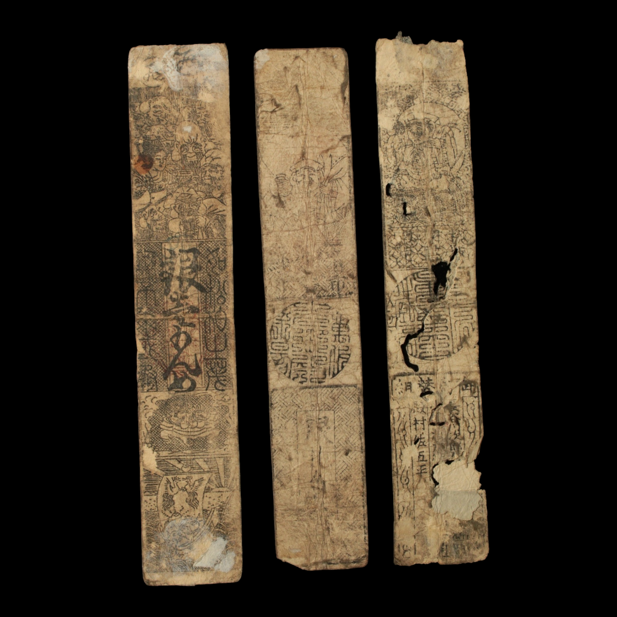 Lot of 3 Hansatsu, Paper Money - c. 1750 - 1870 CE - Japan