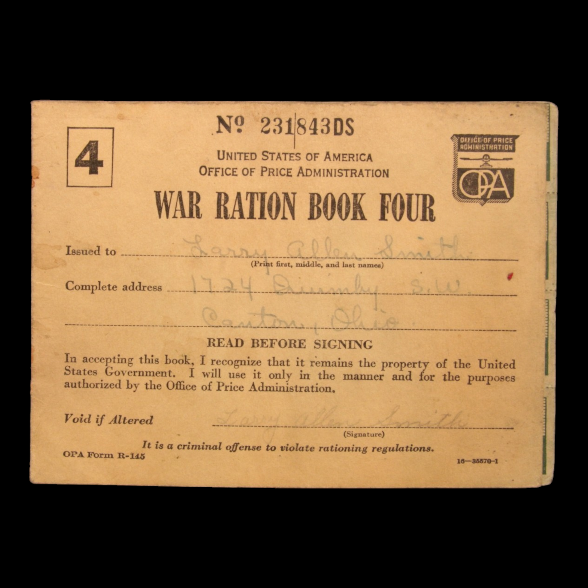WWII US War Ration Books Three and Four - 1940s - World War II