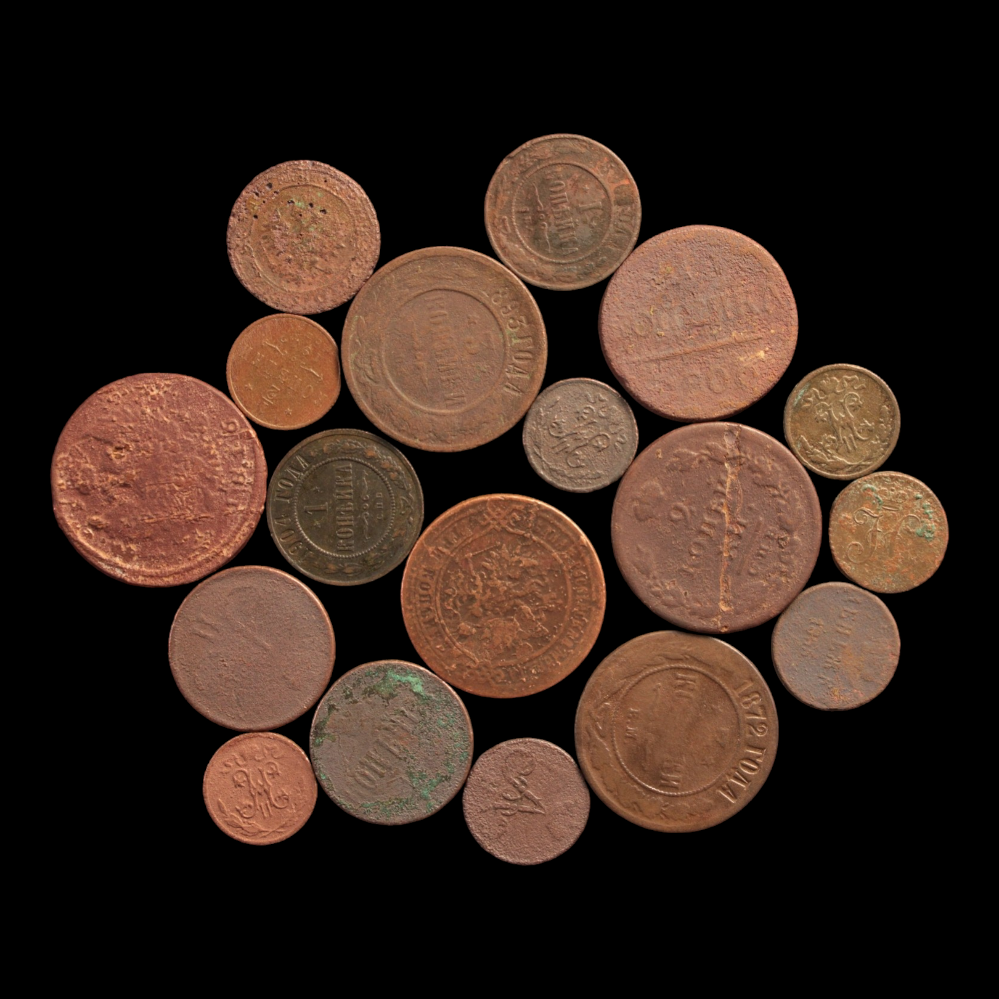 Russia, Lot of 18 Copper Coins - c. 1800s - Russian Empire