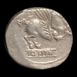 Roman Republic, Q. Titius, Silver Denarius, Pegasus Reverse - 90 BCE - Roman Republic
