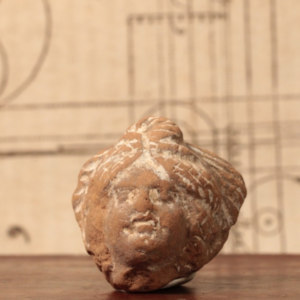 Roman Terracotta Pottery Piece, Male Head (1.4 inches) - c. 100 to 300 ...