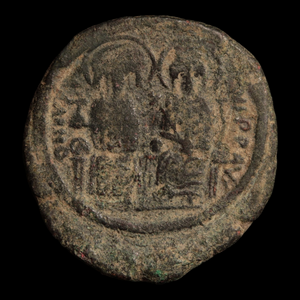 Byzantine, Emperor Justin II with Sophia, Bronze Follis (Sear 360) - c. 565 to 578 CE - Byzantine Empire