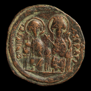 Byzantine Empire, Justin II & Sophia, Large High Grade Bronze Follis - 565 to 578 CE - Byzantine Empire