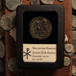 Byzantine Empire, Justin II & Sophia, Large High Grade Bronze Follis - 565 to 578 CE - Byzantine Empire