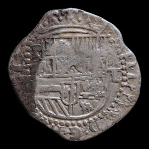 Spanish Empire, Bolivia, King Philip II, 1 Real (Silver Cob) - 1574 to 1589 CE - Spanish Empire