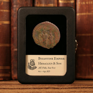 Byzantine Empire, Heraclius and Heraclius Constantine, AE Follis (Overstruck on Past Emperor, Sear 805) - 610 to 641 CE - Byzantine Empire