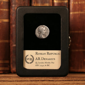 Roman Republic, Q. Caecilius Metellus Pius, AR Denarius, Pietas (Faith & Devotion) - 81 BCE - Roman Republic