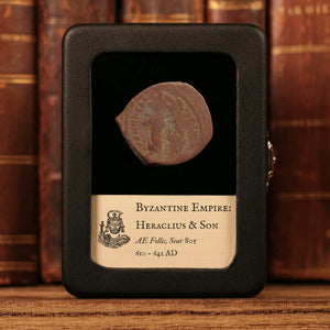 Byzantine Empire, Heraclius and Heraclius Constantine, AE Follis (Overstruck on Past Emperor, Sear 805) - 610 to 641 CE - Byzantine Empire
