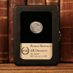 Roman Republic, Mn. Aquillius, AR Denarius, Sol & Luna (Sun and Moon) - 109 to 108 BCE - Roman Republic