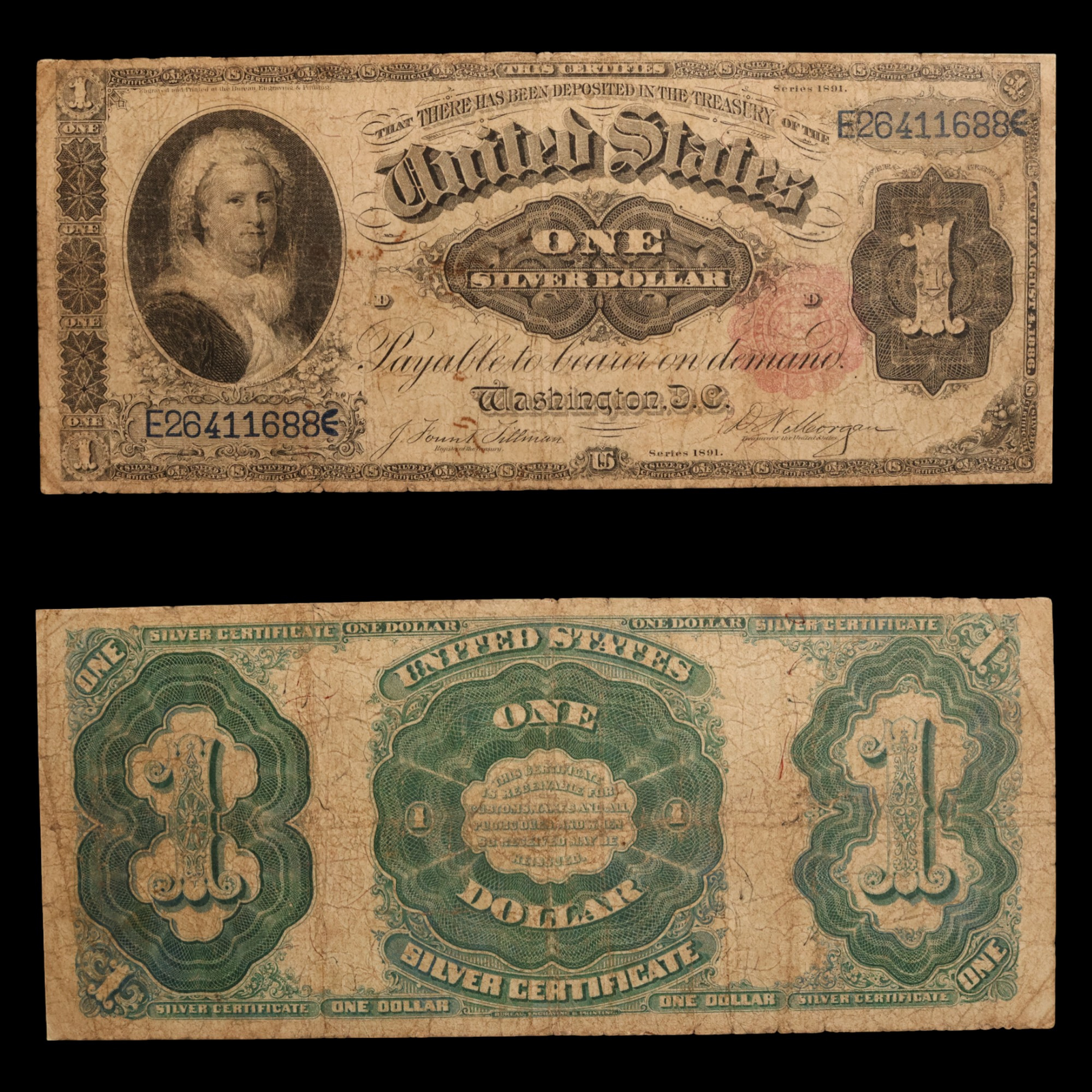 United States, One Dollar Silver Certificate, Martha Washington - 1891 - United States of America