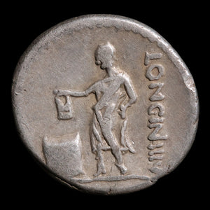 Roman Republic, L. Cassius Longinus, AR Denarius, Vesta (Goddess of Home) - 42 BCE - Roman Republic