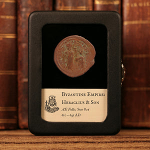 Byzantine Empire, Heraclius and Heraclius Constantine, AE Follis (Overstruck on Past Emperor, Sear 805) - 610 to 641 CE - Byzantine Empire