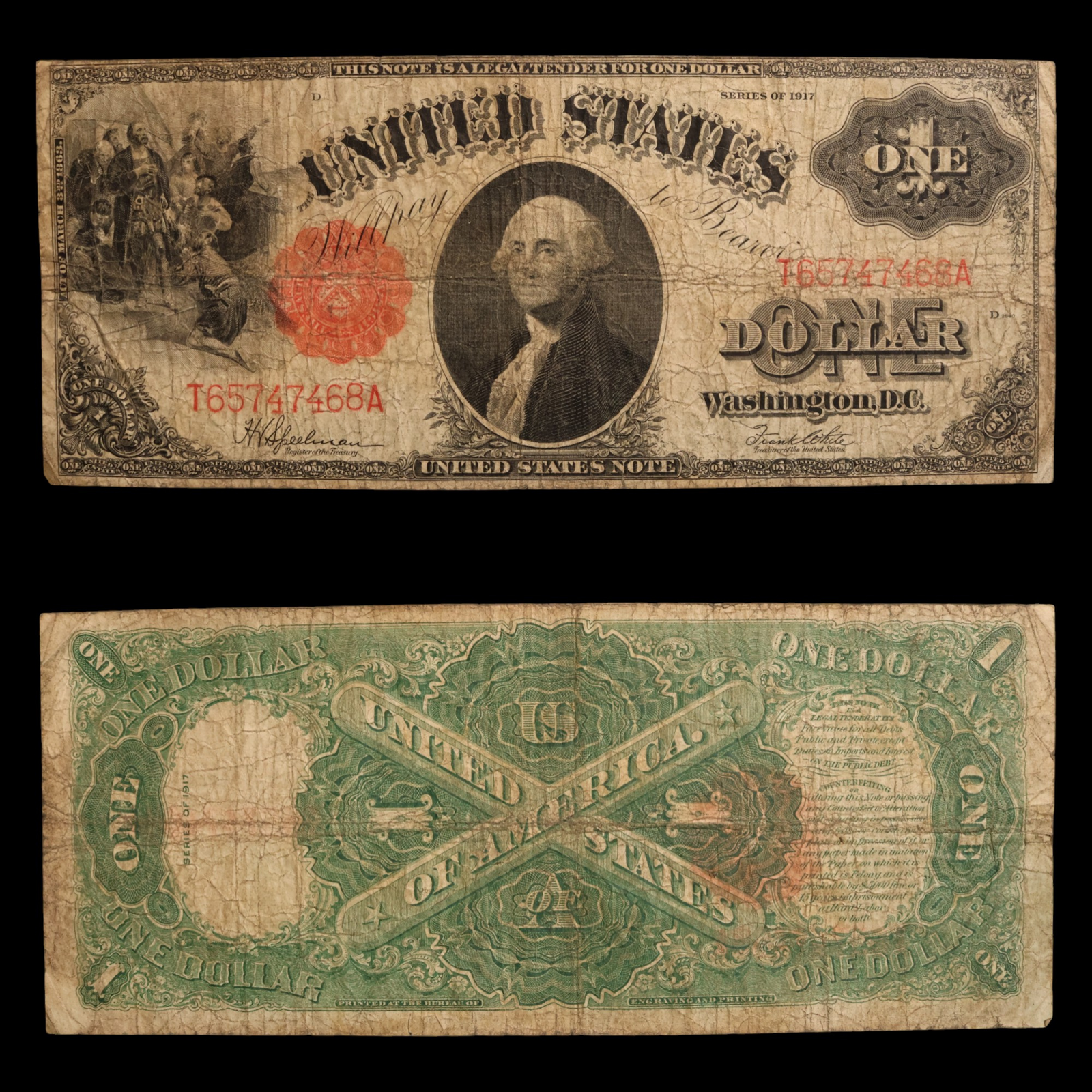 United States, "Sawhorse" One Dollar Note - 1917 - United States of America