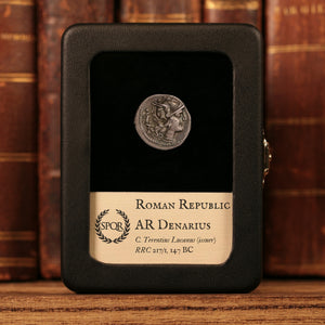 Roman Republic, C. Terentius Lucanus, AR Denarius, Dioscuri (Twin Sailor Deities) - 147 BCE - Roman Republic