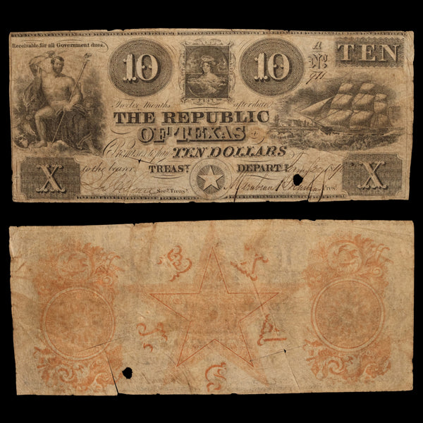 Republic of Texas, Ten Dollar 